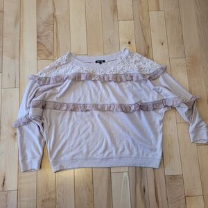 Love Sam Women's Size Medium Pink Lace Ruffle Sweater